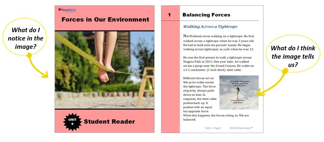 Student reader with photo of a tightrope