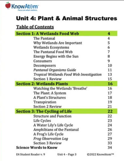 unit 4: plant & animal structures - toc